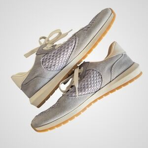 Zara Grey Suede Mesh Netting Low Top Sneakers Gum Sole 5038/310/802 Womens 37